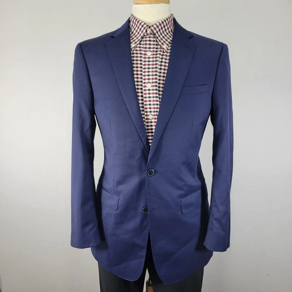 Calvin Klein Men's Sport Coat Blazer Two Button Blue Wool Extreme Slim Fit 40L